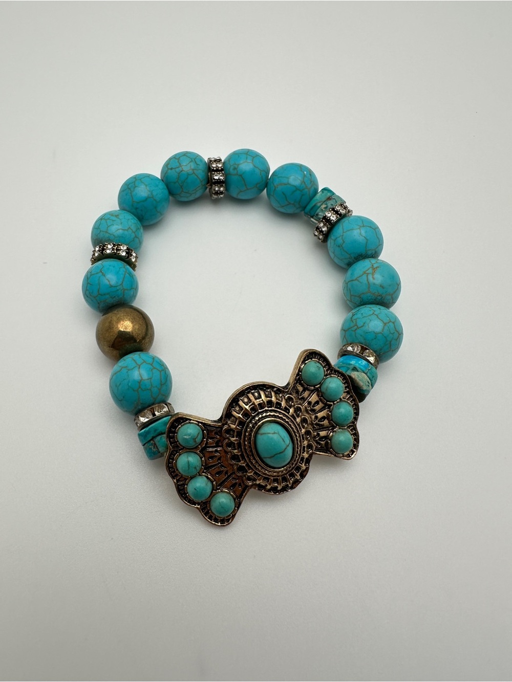 Turquoise Beaded Statement Bracelet - Women Jewelry